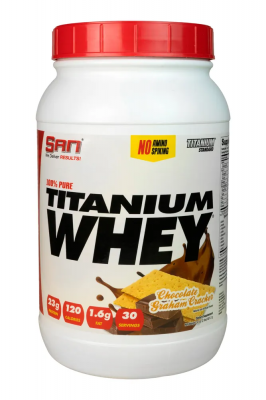 Протеин SAN 100% Pure Titanium Whey 897 г., вкус:  шоколад-крекер (Chocolate Graham Cracker)