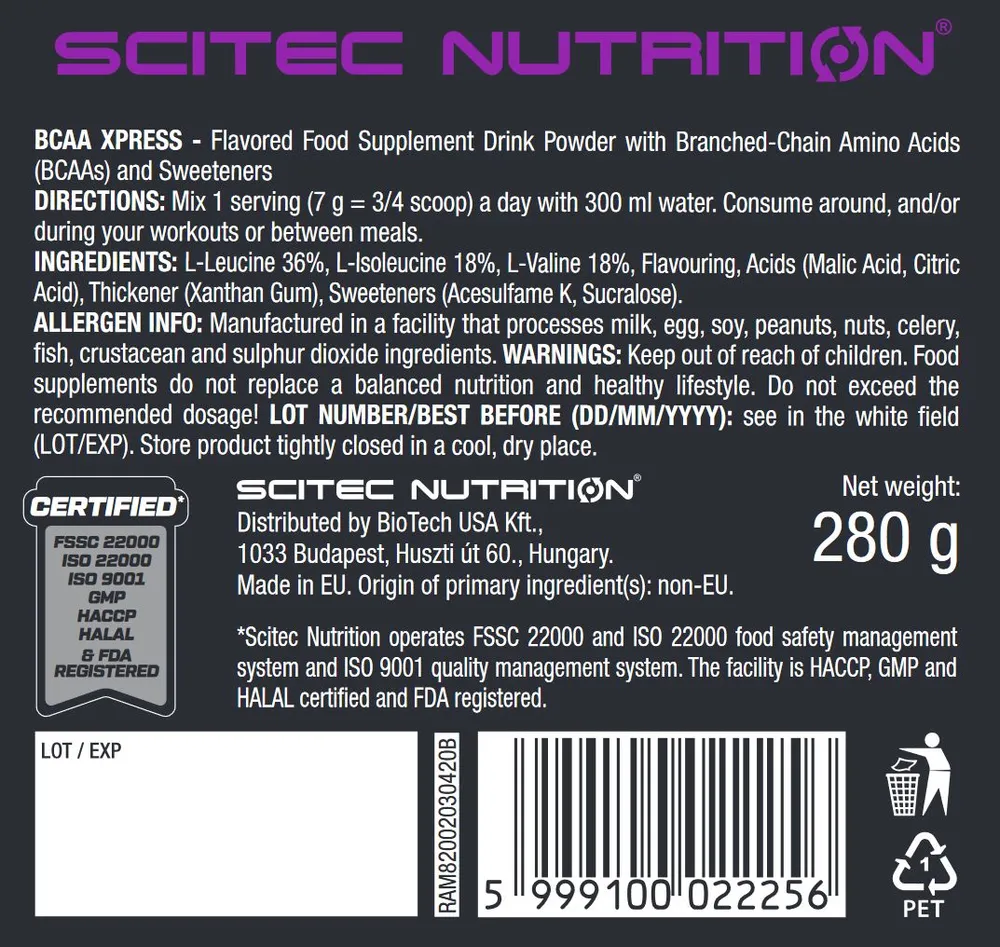 Аминокислоты Scitec Nutrition BCAA Xpress 280 г дыня Аминокислоты Scitec Nutrition BCAA Xpress 280 г дыня