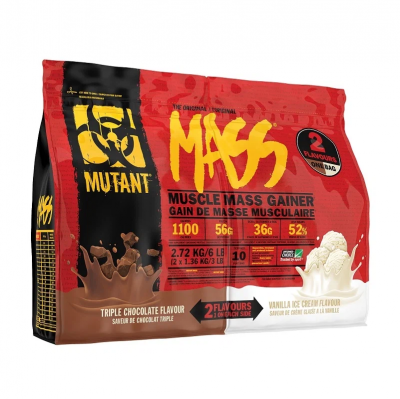 Гейнер Mutant Mass 2724 г тройной шоколад и ванильное мороженное	