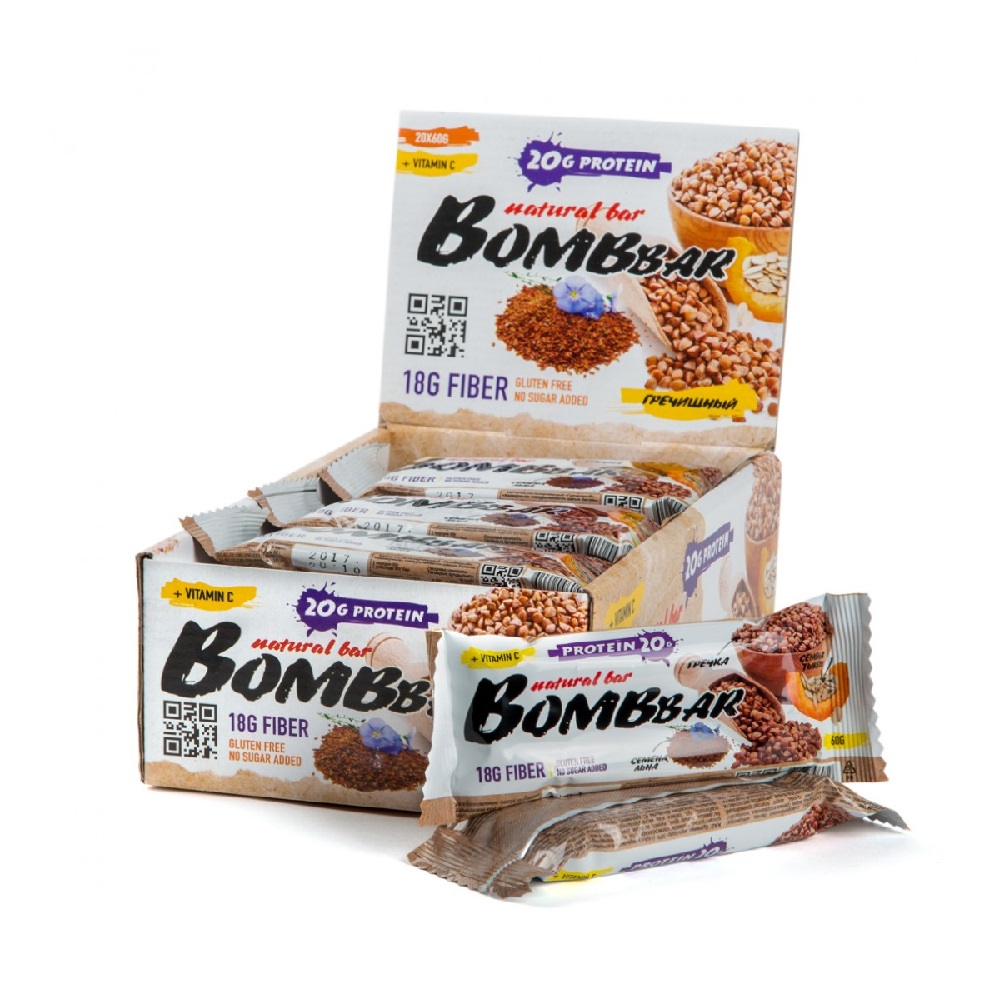 купить злаковые протеиновые батончики bombbar 60 г х 20 шт