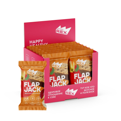 Печенье ProteinRex Flap Jack 15% 60 г 12 штук, вкус: яблочно-грушевое