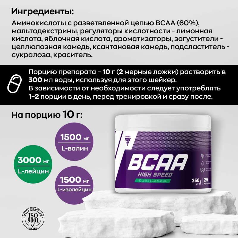 Аминокислоты Trec Nutrition BCAA High Speed 250 г купить аминокислоты trec nutrition bcaa high speed 250 г