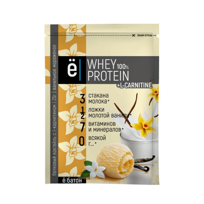 Протеин Whey Protein + L-Carnitine Ё|Батон 25 г 15 шт ваниль