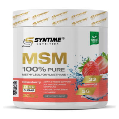 Препарат для связок и суставов Syntime Nutrition MSM 100% Pure 200 г - черника Препарат для связок и суставов Syntime Nutrition MSM 100% Pure 200 г - черника