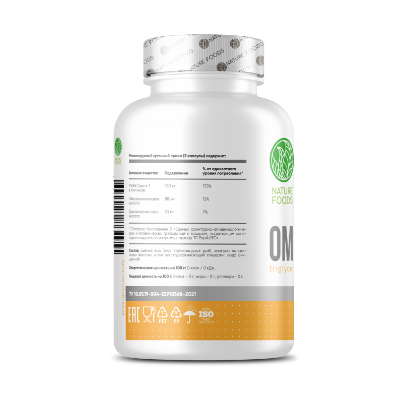 Омега-жиры Nature Foods Omega-3 90 капсул купить омега-жиры nature foods omega-3 90 капсул